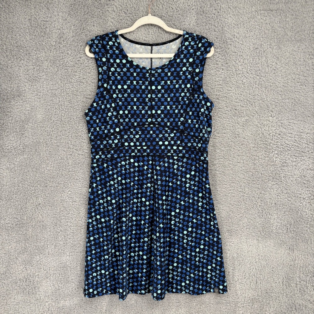 Title Nine Dream Dress Sleeveless Size L Blue Geometric Moon Print Buttah Fabric